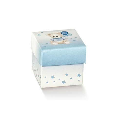 SCATOLA FONDO E COPERCHIO 50X50X50 ORSETTO AZZURRO